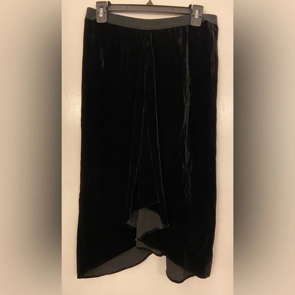 NWT Isabel Marant Tursanne Asymmetric Velvet Midi Skirt Black Size US 6 - Picture 4 of 9